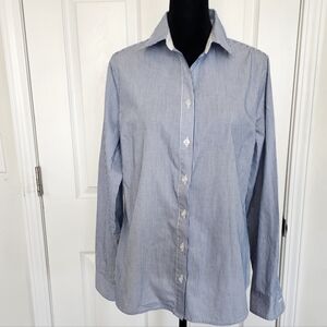 Mary Mçfaden Blue Striped Button-Up Shirt Size Meduim{bx8}